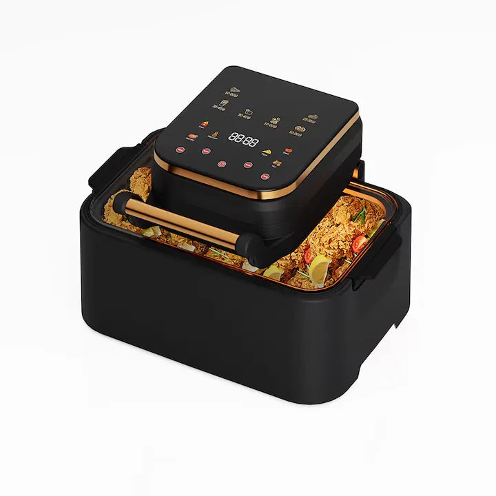 Air Fryer 15L, 2400W, Panou Touch Digital, Funcții Multiple, Gătire cu Aer Cald, Negru