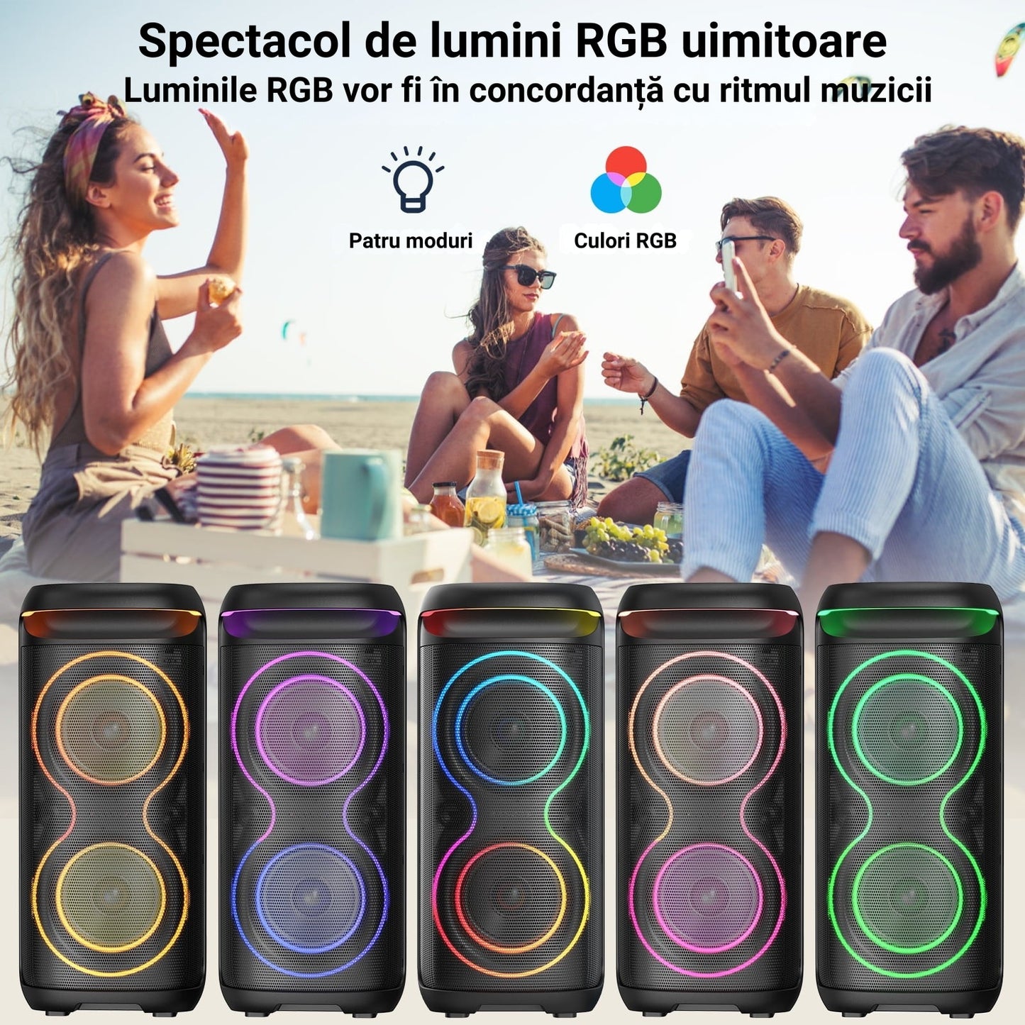 Boxa Portabila, 12H, 2 Microfoane, Havit