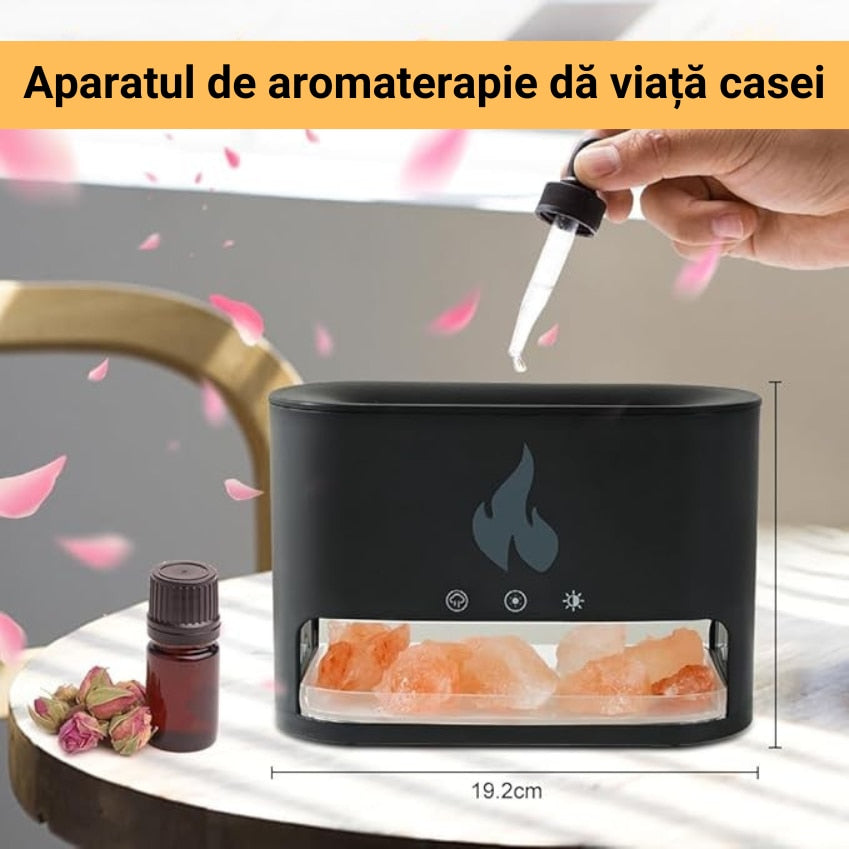 Difuzor Aromaterapie, cu Cristale de Sare si Efect de Flacara
