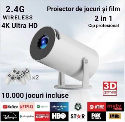 Videoproiector portabil 4K Ultra, gaming & streaming