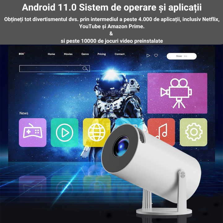 Videoproiector portabil 4K Ultra, gaming & streaming