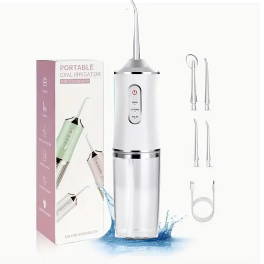Irigator bucal portabil, 140 PSI, 4 programe, rezervor 220 ml, duze 360° și acumulator 1400mAh