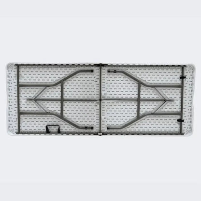 Masă pliantă dreptunghiulară, blat polietilenă, cadru din oțel, mâner transport, 180 x 72 x 70 cm, max. 100 kg