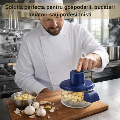 Aparat electric pentru curățat fructe și legume, fără fir, 50W, 5 lame inox, USB-C și baterie 1300mAh