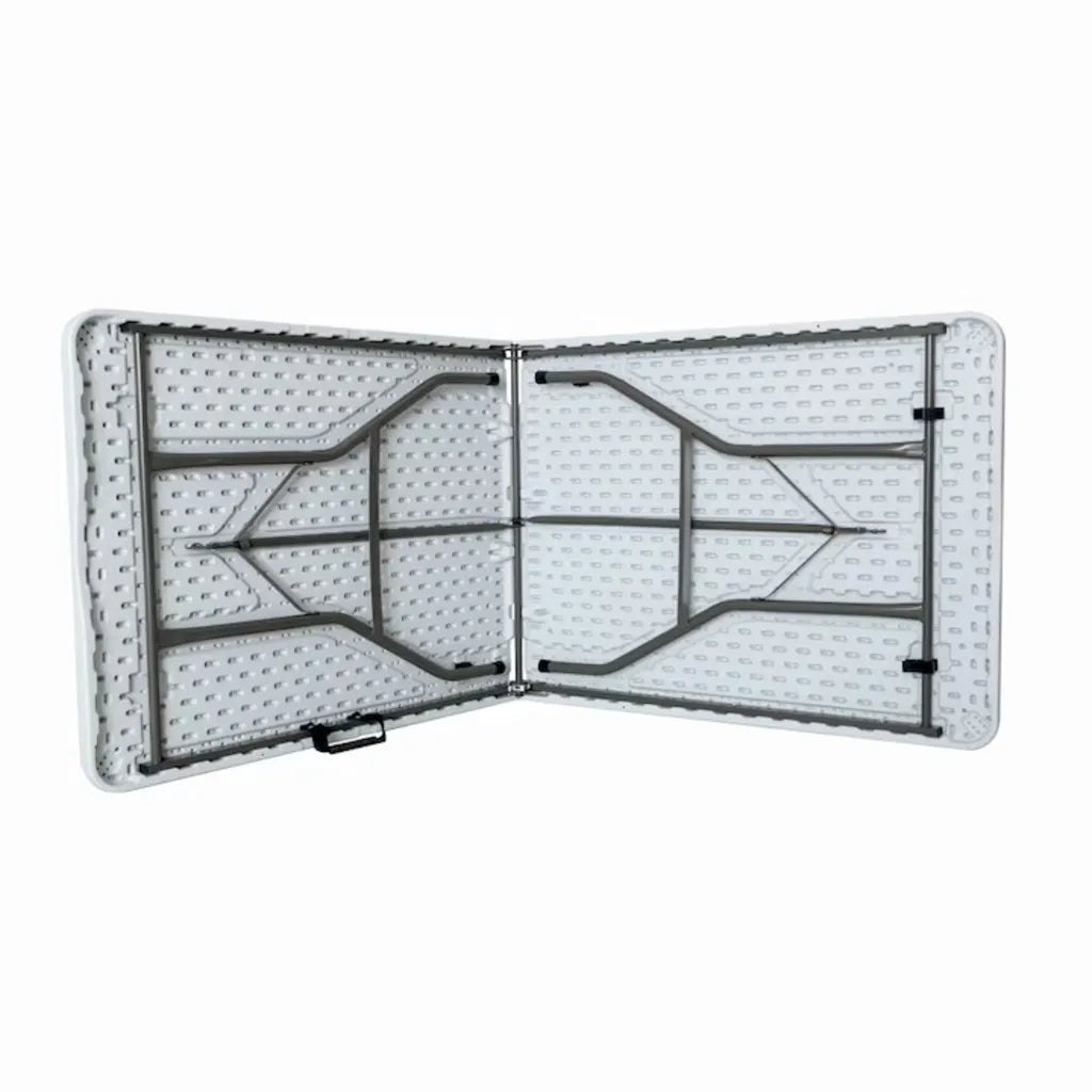 Masă pliantă dreptunghiulară, blat polietilenă, cadru din oțel, mâner transport, 180 x 72 x 70 cm, max. 100 kg