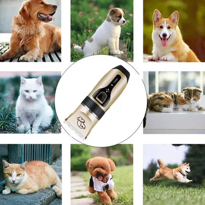 Set mașină de tuns animale 12 piese, fără fir, lame ceramică și titan, accesorii îngrijire câini și pisici