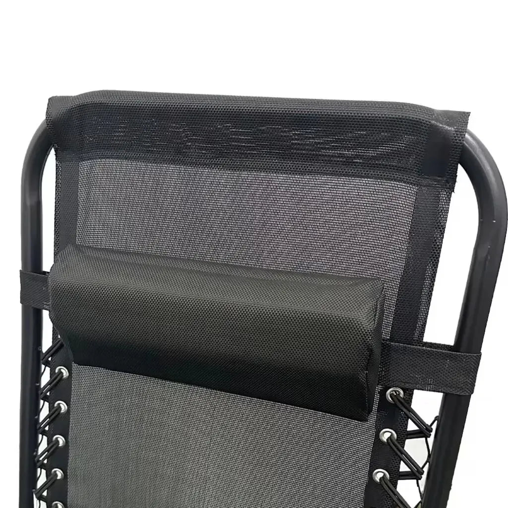 Șezlong pliabil pentru grădină, cadru metalic, tetieră, măsuță laterală, suport picioare, max. 120 kg