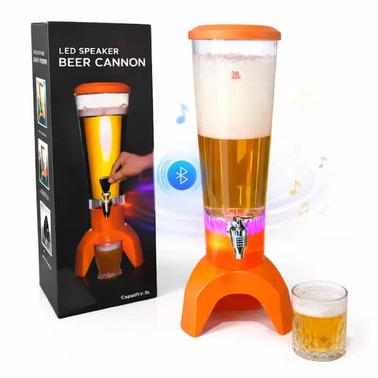 Dozator băuturi 3L, cu iluminare LED, boxă Bluetooth integrată și robinet pentru servire