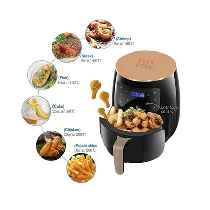 Friteuză cu aer cald AirFryer, capacitate 6L, 8 programe, touch screen, temperatură reglabilă până la 220°C