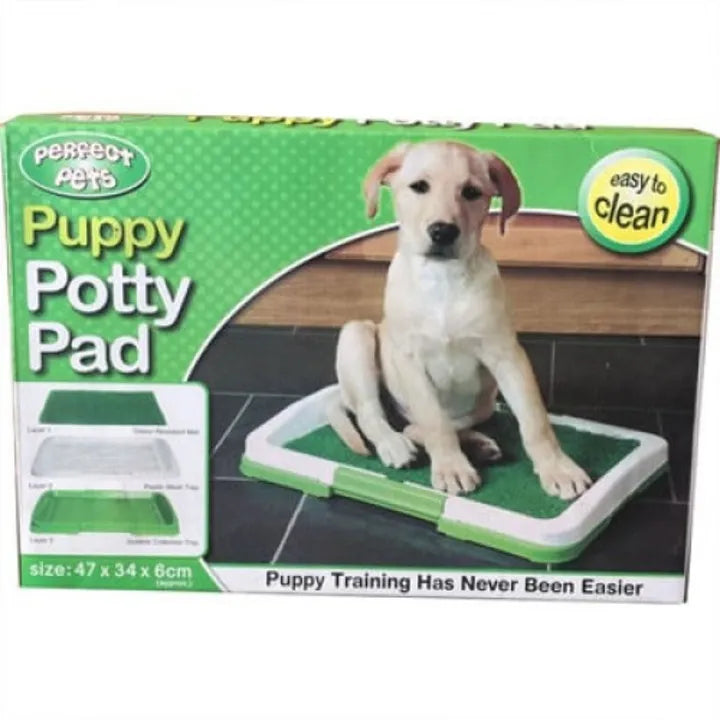 Litieră Puppy Potty Pad pentru animale de companie, gazon artificial, 3 straturi, tavă colectare, 48 x 35 x 6 cm