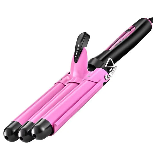 Ondulator de păr ceramic HALEY, 3 tuburi, 70W, încălzire rapidă, protecție anti-ardere