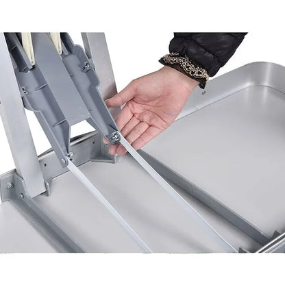 Set masă și 4 scaune pliabile pentru camping, picnic și grădină, aluminiu/PVC, tip geamantan, argintiu