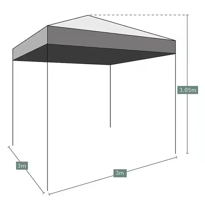 Cort pavilion pliabil 3 x 3 m, prelată impermeabilă, structură metalică, montaj rapid, pentru curte și evenimente