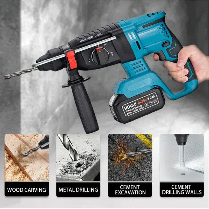 Bormașină cu percuție fără fir Brushless, 1850W, 2 acumulatori 18V, SDS Plus, 4 moduri de lucru