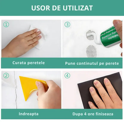 Kit de reparație pentru pereți, pastă autoadezivă 300 ml, uscare rapidă, rezistentă la apă și murdărie, pentru găuri, fisuri și zgârieturi