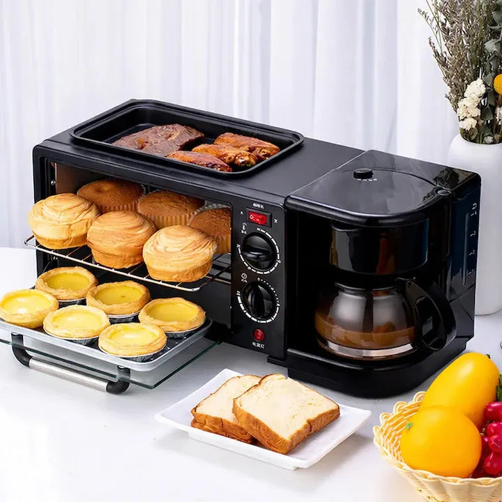 Cuptor electric 3 în 1, 2000W, cu cafetieră, grill, timer integrat și capacitate 9L