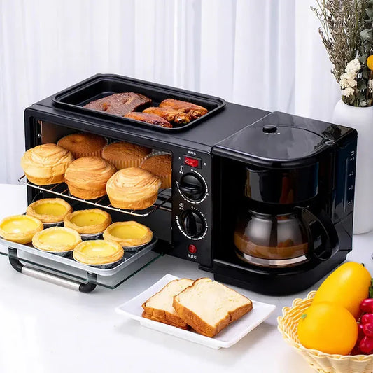 Cuptor electric 3 în 1, 2000W, cu cafetieră, grill, timer integrat și capacitate 9L