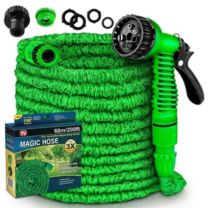 Furtun extensibil MAGIC HOSE 60 m, pistol de stropit inclus, lungime expandabilă 3x, moduri multiple de pulverizare