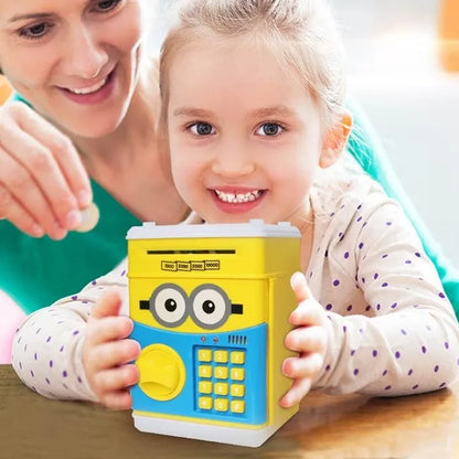 Pușculiță electronică tip ATM, cu cod PIN, depunere bancnote și monede, pentru copii