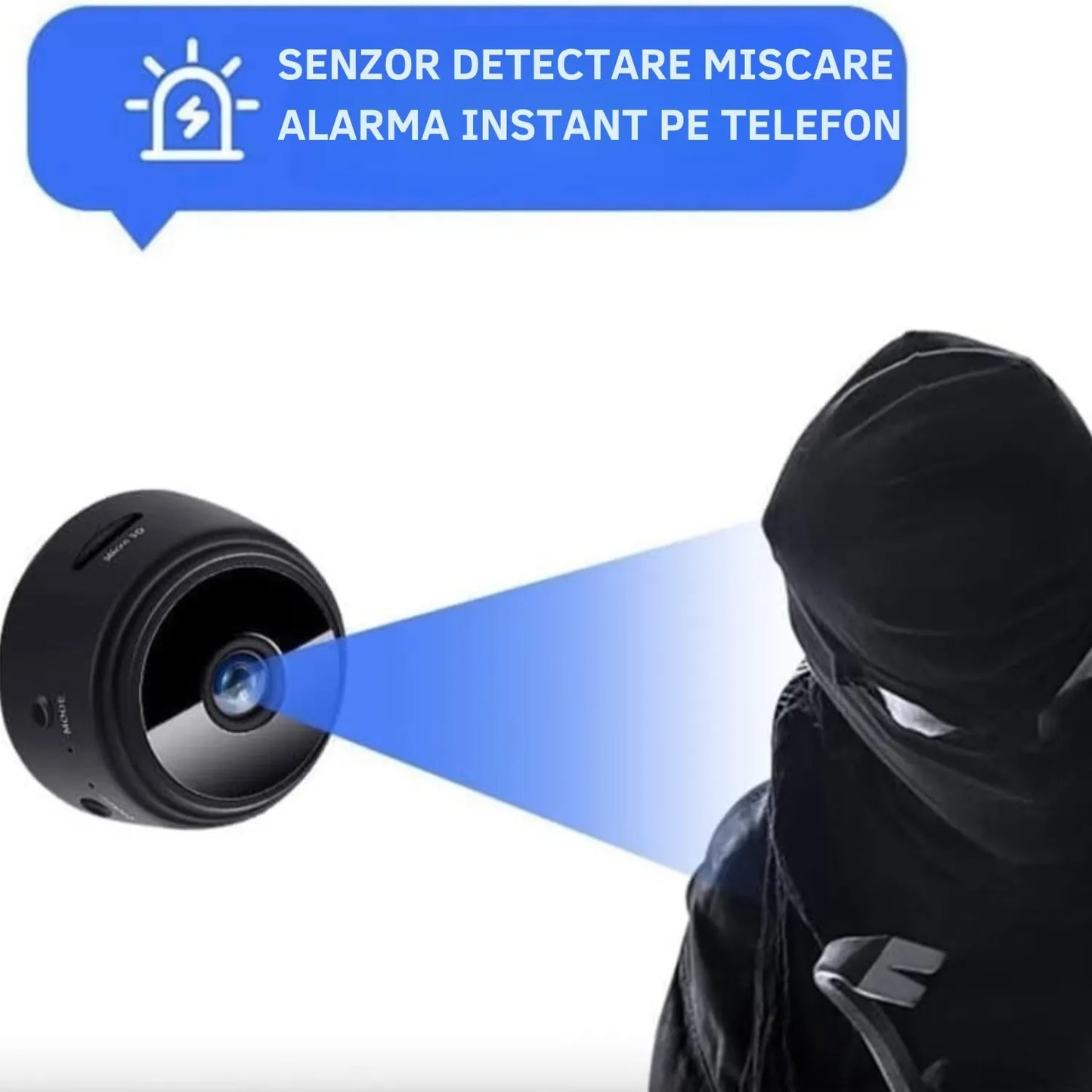 Mini cameră wireless, Full HD 1080p, Wi-Fi, senzor mișcare, night vision și prindere magnetică