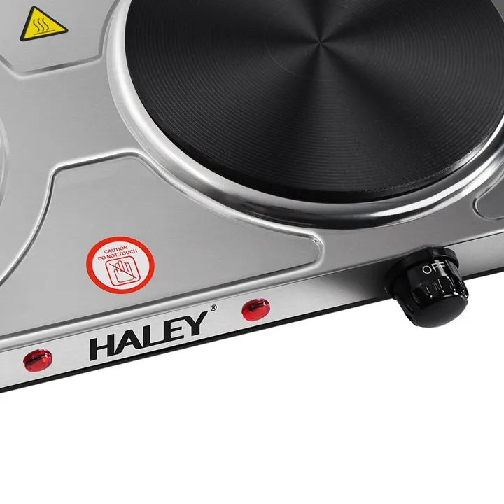 Plită electrică portabilă HALEY, 2500W, 2 arzătoare, temperatură reglabilă, inox