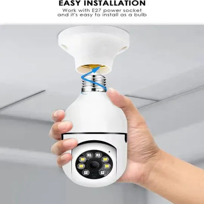 Cameră supraveghere WiFi tip bec E27, Full HD 1080P, vedere nocturnă, detecție mișcare și alarmă