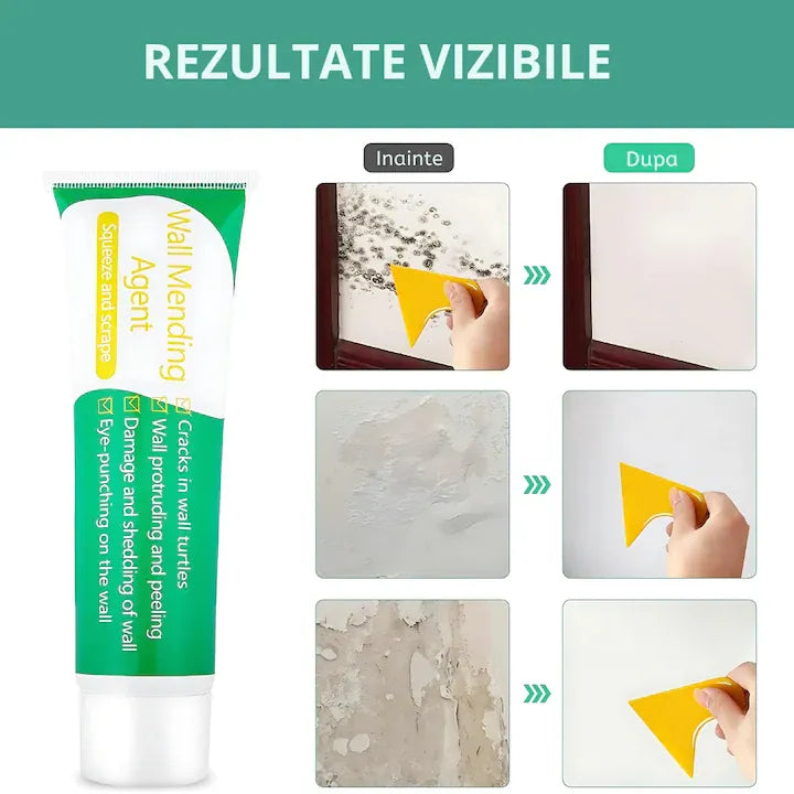 Kit de reparație pentru pereți, pastă autoadezivă 300 ml, uscare rapidă, rezistentă la apă și murdărie, pentru găuri, fisuri și zgârieturi