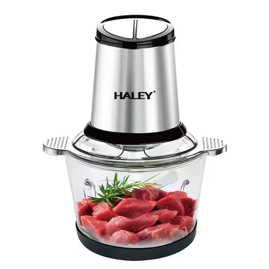 Tocător electric HALEY, bol din sticlă 2L, 500W, 4 lame din inox, pentru carne, legume, fructe și nuci