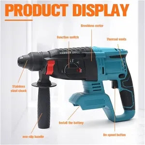 Bormașină cu percuție fără fir Brushless, 1850W, 2 acumulatori 18V, SDS Plus, 4 moduri de lucru