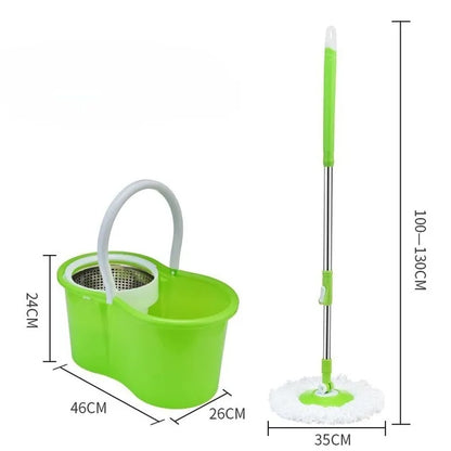 Set mop cu găleată 8L, storcător rotativ 360°, robinet scurgere, mop microfibră și mâner reglabil