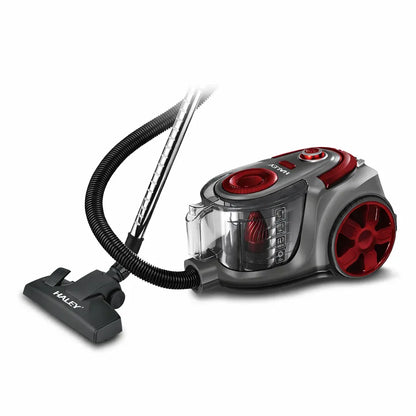 Aspirator fără sac HALEY, 3000W, recipient 4.5L, putere ciclonică, 200AW, filtrare multistrat, accesorii incluse, roșu/gri