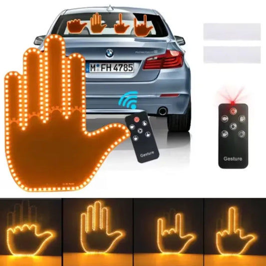 Semn LED auto cu telecomandă, control gestual, 4 moduri afișare, montaj pe lunetă, 15 cm