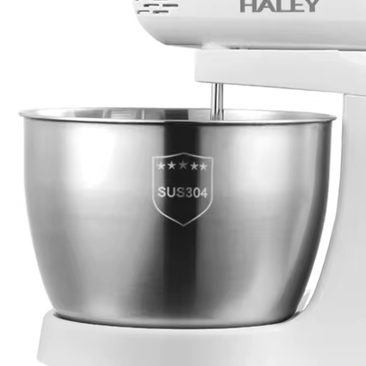 Mixer cu bol HALEY, 3L, 500W, 5 trepte de viteză, bol din inox, detașare rapidă, alb
