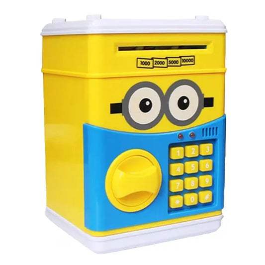 Pușculiță electronică tip ATM, cu cod PIN, depunere bancnote și monede, pentru copii