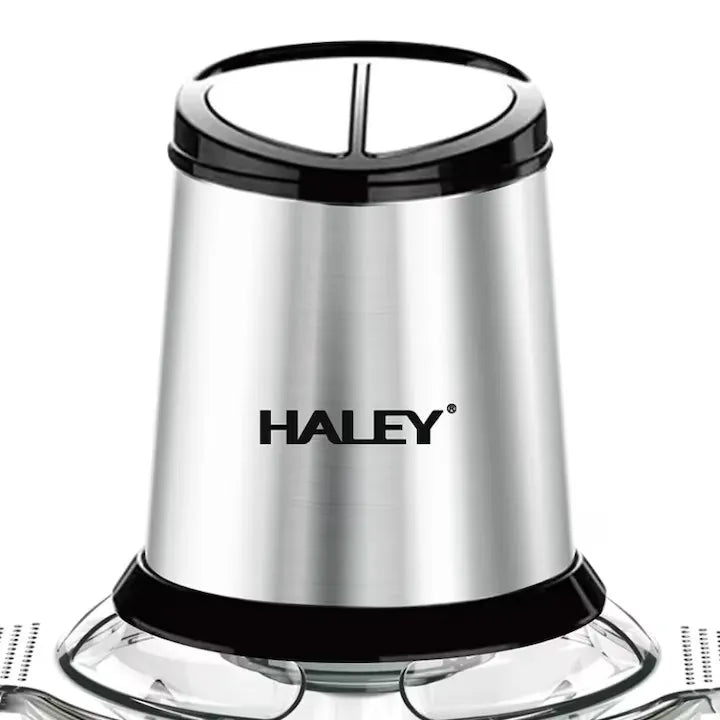 Tocător electric HALEY, bol din sticlă 2L, 500W, 4 lame din inox, pentru carne, legume, fructe și nuci
