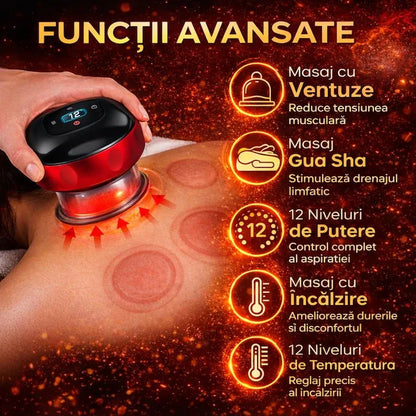 Aparat de masaj vacuum, cu ventuză electrică, intensitate reglabilă, oprire automată și încărcare Type-C