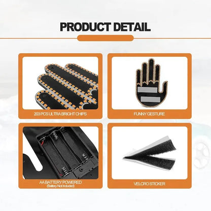 Semn LED auto cu telecomandă, control gestual, 4 moduri afișare, montaj pe lunetă, 15 cm
