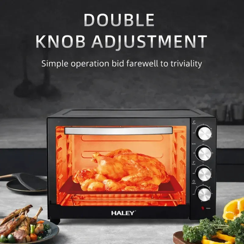 Cuptor electric HALEY 60L, 2200W, termostat 80–250°C, timer 60 minute, tavă pizza și accesorii incluse