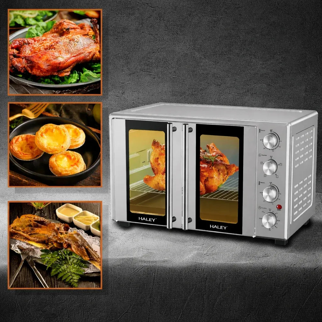 Cuptor electric HALEY 65L, 3000W, convecție, rotisor, timer 120 minute, accesorii incluse