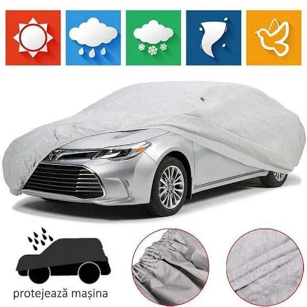 Prelată impermeabilă auto PEVA, husă protecție autoturism, anti-UV, praf, ploaie și zăpadă, mărimi S–XXL
