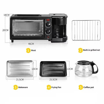 Cuptor electric 3 în 1, 2000W, cu cafetieră, grill, timer integrat și capacitate 9L