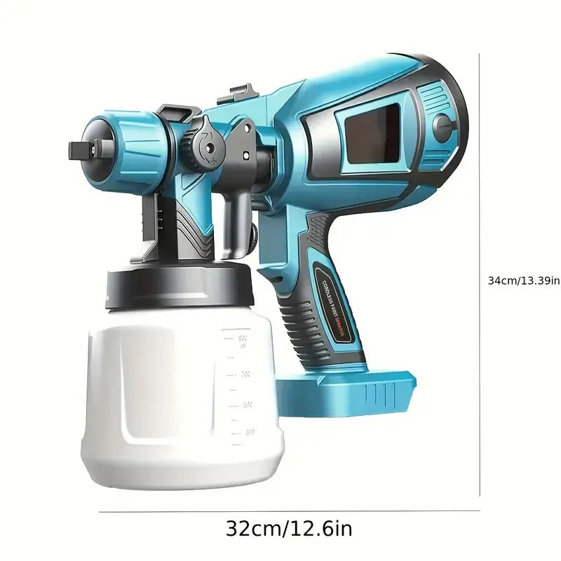 Pistol electric de vopsit cu acumulator 48V, 2 baterii, rezervor 1000 ml, debit reglabil, 1200 ml/min