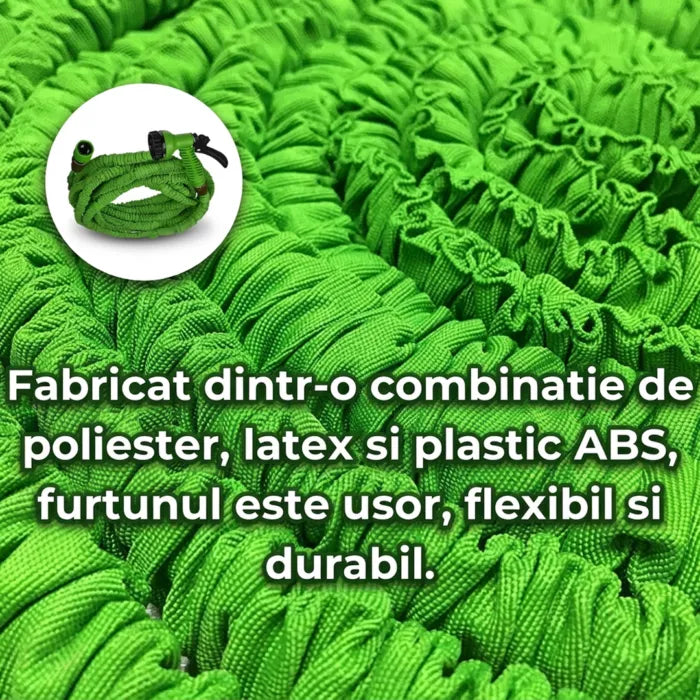 Furtun extensibil MAGIC HOSE 60 m, pistol de stropit inclus, lungime expandabilă 3x, moduri multiple de pulverizare
