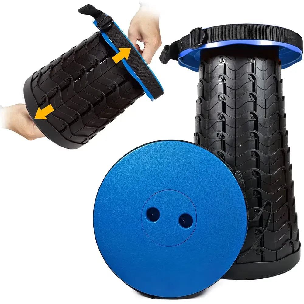 Scaun rotund telescopic portabil, retractabil și reglabil, până la 45,5 cm, pentru camping, pescuit și outdoor
