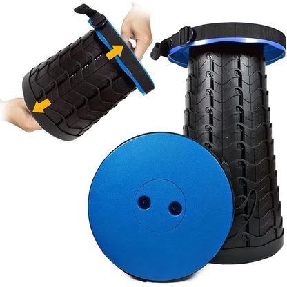 Scaun rotund telescopic portabil, retractabil și reglabil, până la 45,5 cm, pentru camping, pescuit și outdoor