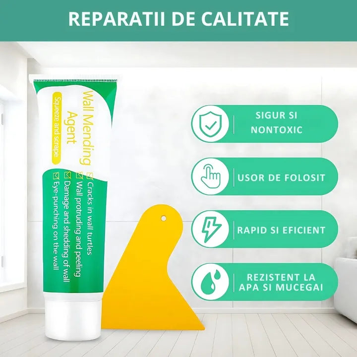 Kit de reparație pentru pereți, pastă autoadezivă 300 ml, uscare rapidă, rezistentă la apă și murdărie, pentru găuri, fisuri și zgârieturi