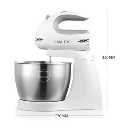 Mixer cu bol HALEY, 3L, 500W, 5 trepte de viteză, bol din inox, detașare rapidă, alb
