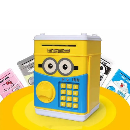 Pușculiță electronică tip ATM, cu cod PIN, depunere bancnote și monede, pentru copii
