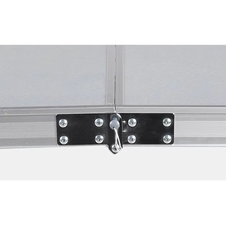 Set masă și 4 scaune pliabile pentru camping, picnic și grădină, aluminiu/PVC, tip geamantan, argintiu