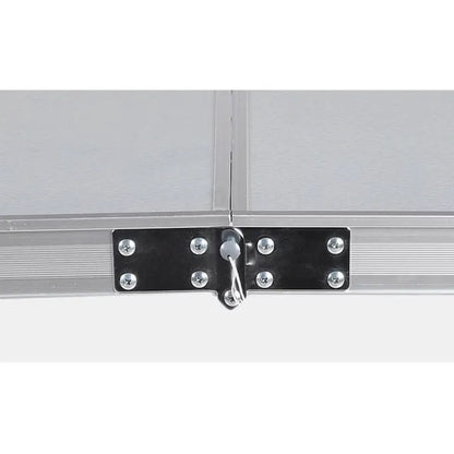 Set masă și 4 scaune pliabile pentru camping, picnic și grădină, aluminiu/PVC, tip geamantan, argintiu